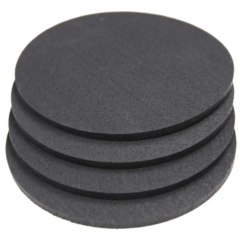 RevTime Round Rubber Trivet 1/4â€ Thickness for Rubber Cork Mat, Hot Pad, Stylish, Way to Set Any Plant Pot, Kettle, Anti-Shock mat for Fish Bowl. Spoon Rest (Pack of 4) Black (6") - Image 1